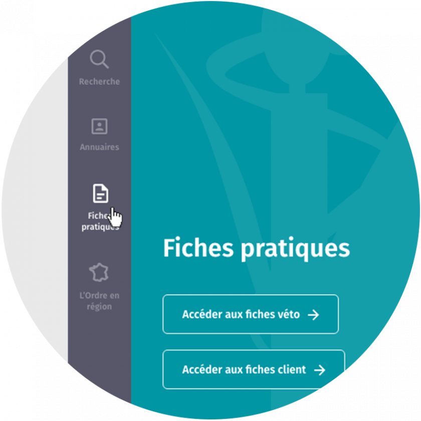 Barre latérale du nouveau site avec accès aux fiches pratique et à la recherche